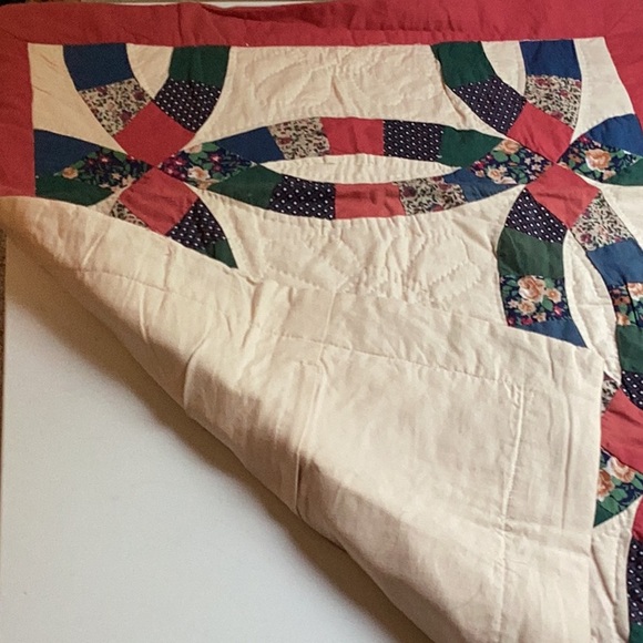 💍  DOUBLE Wedding RING QUILTED SHAM  Patchwork   100% COTTON  NWOT - Picture 6 of 16